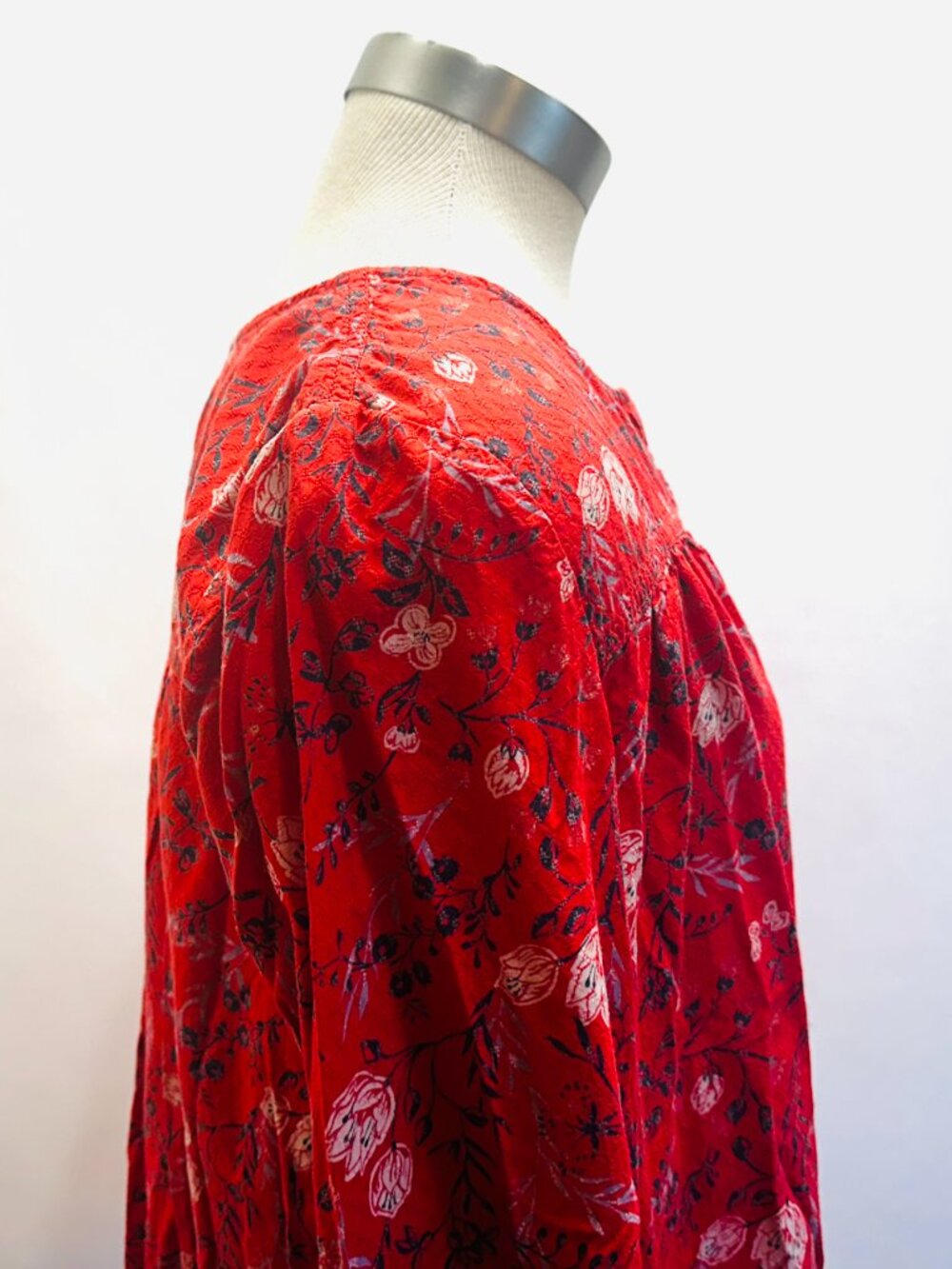 CASLON Women Long Sleeve Pullover V-Neck Floral Red Casual Shirt Size Small - Picture 6 of 13